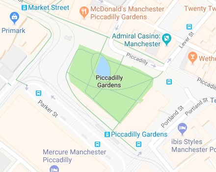 Map of Piccadilly Gardens, Manchester
